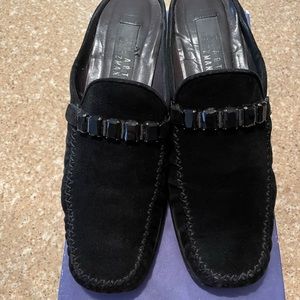 Stuart Weitzman women Black Suede  mules in size 8.5M in very good condition